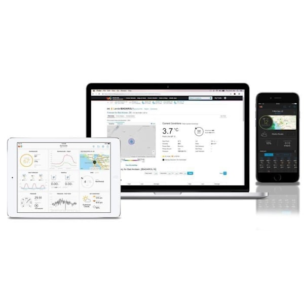 WIFI värisääasema 5-in-1 ulkoanturilla Black BRESSER - Ilmanpaine, kosteus, lämpötila, sade