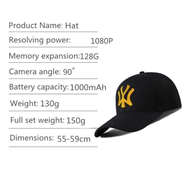 Mini Wireless Baseball Camera, 1080P, Full HD, WIFI, laajakulma, urheilu, ulkona, tallennin + 128 Gt muistikortti Svart