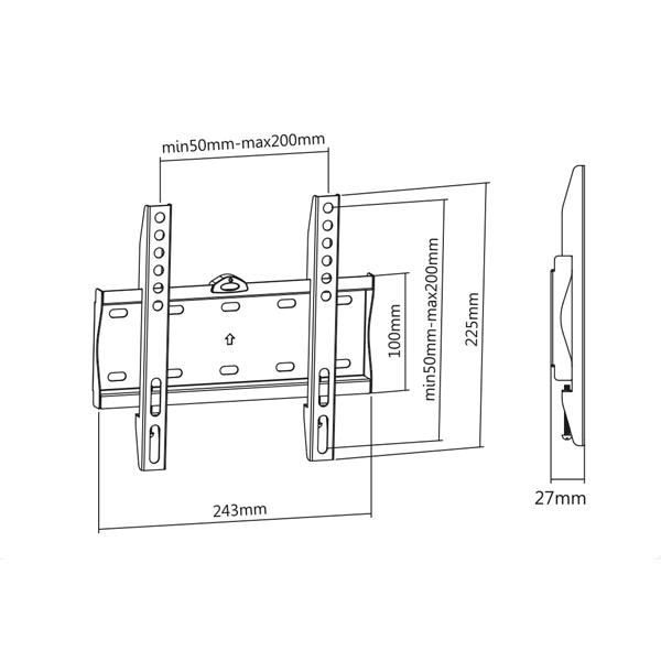 “23-42 Fixed Extra Slim” TV-väggfäste – Superior SUPSTV001 – TV storlek 23″- 42″, Max vesa 200×200