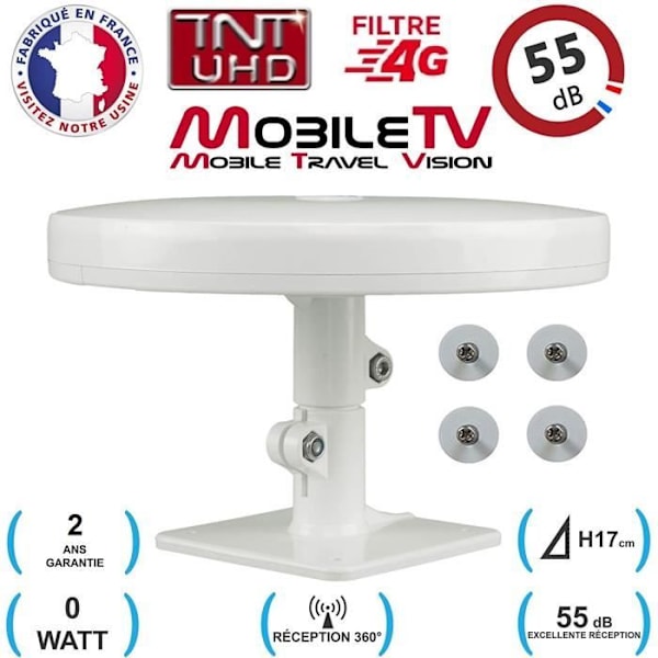 TV-antenne - Mobilt TV - Omni Pro Plus - 55dB - Omnidirektionel - Magnetisk base VIT