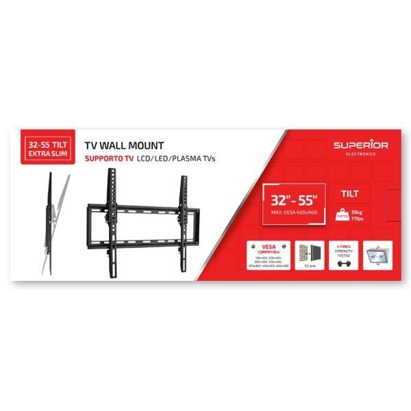 TV-seinäteline - Superior "32-55 Tilt Extra Slim" - TV:n koko 32" - 55", Max vesa 400 × 400