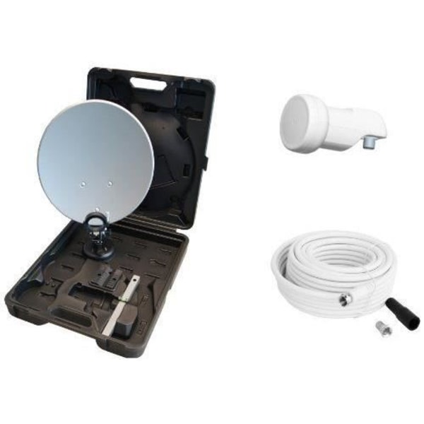 Opticum - Maletn con sistema satélite pour camping antena de 35 cm, enkel LNB, support, ventosa, 10m kabel med kontakter F y …