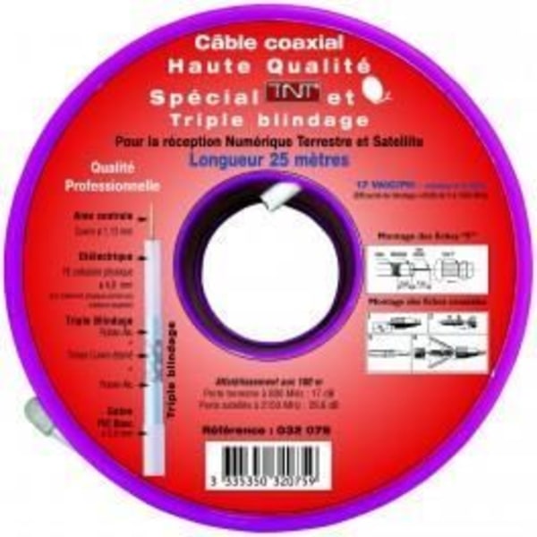 SEDEA Triple Shielded koaksialt TV og satellitantennekabel 25m