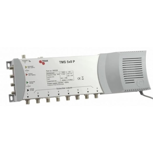 Splitter - TRIAX - TMS5X8P - Farve Grå - Impedans 75 Ohm - 13 RF koaksialporte