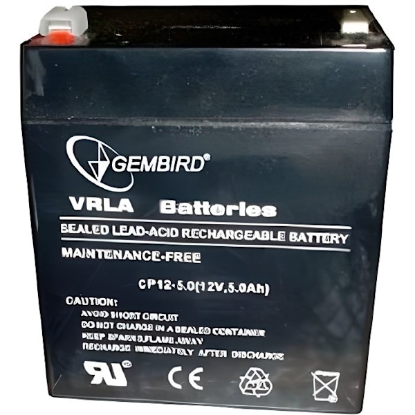Batteri - Gembird - 12V - 5Ah - Forseglet blysyre (VRLA) - Sort - 1,6 kg