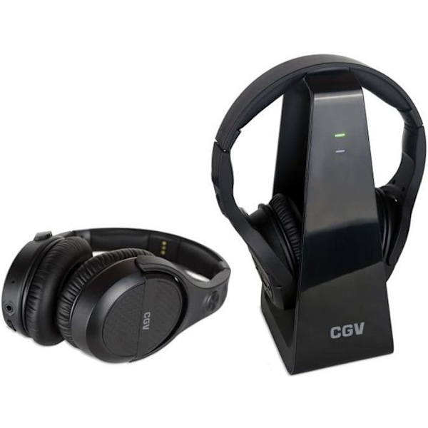 Langattomat TV- ja Hifi-kuulokkeet - CGV - PRELUDE 2 Duo - Musta - RCA, jack 3,5 mm, OPTINEN - 8h akunkesto Svart