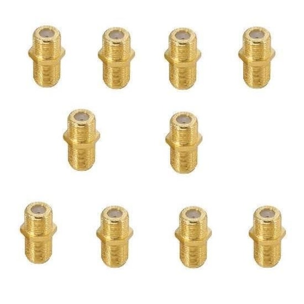 10 X Plug Connector F KVINNA KVINNA Guld tnt satellit HD ME