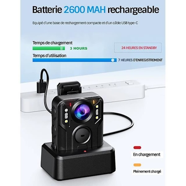 Professionell GPS-intervention fotgängarkamera HD 2160P 128GB, mörkerseende, ansiktsdetektion 15m, 170° vinkel, polis, gendarme