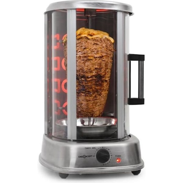 oneConcept Kebab Master Pro Grill 1500W lodret rotisseri i rustfrit stål - Grå Rustfrit stål