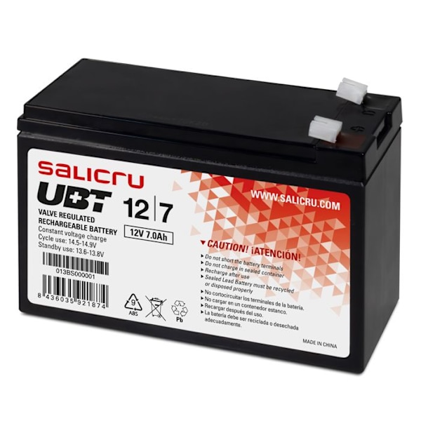 Ladattava AGM-akku - Salicru - UBT 12/7 - 7 Ah - 12 V - Lämpötila -20 - 60 °C