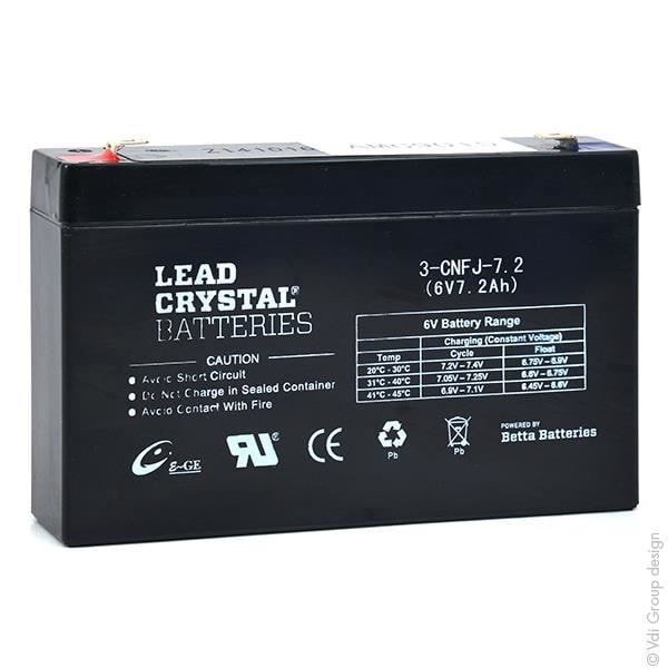Batteri - Blykrystal - 3-CNFJ-7.2 - 6V - 7.2Ah - Vandtæt
