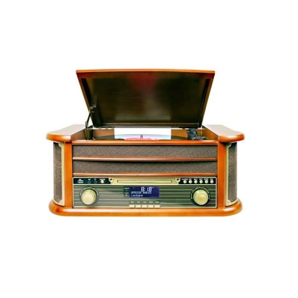 OPTEX Vintage Vinyl Levysoitin Puun Kiiltävä 1 USB Portti Retro 50,5 Ruskea