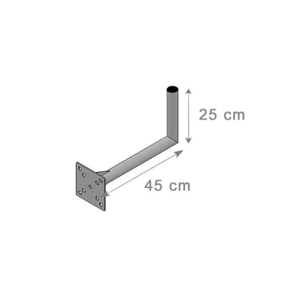 Vinklad L väggmontering - HD LINE - Maststöd - Offset 450mm - Höjd 250mm - Diameter 42mm