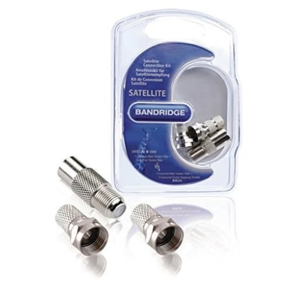 Kit för satellitanslutning 2 X kontakt-f hane + hane koaxial - kontakt-f hona 3 metallhanddukar