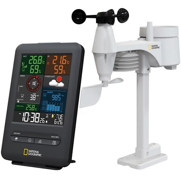National Geographic vejrstation 5-i-1 sort/hvid 3-delt