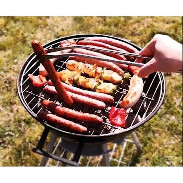 Grilltang i rustfrit stål på hjul: Uundværligt tilbehør til grill, udendørs og indendørs køkkenredskaber. Rostfritt stål