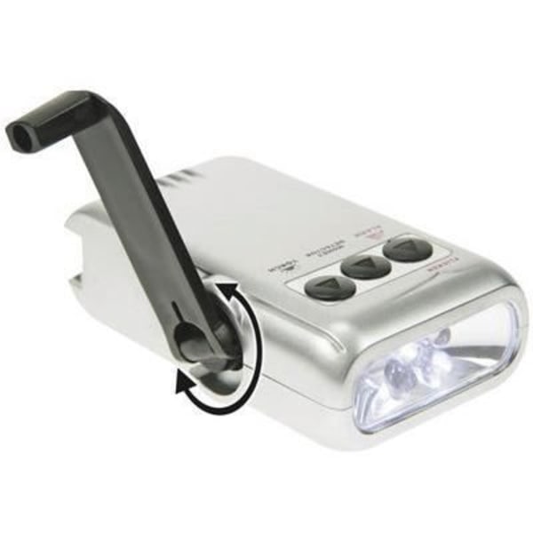 Taskulamppu - ZL388/5 - Dynamo LED - Ladattava - Energiansäästö - Harmaa