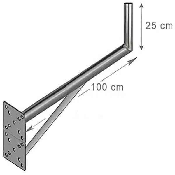Väggfäste L Stödantenn och skål 25 X 100 cm - Offset 1 meter för stor skål