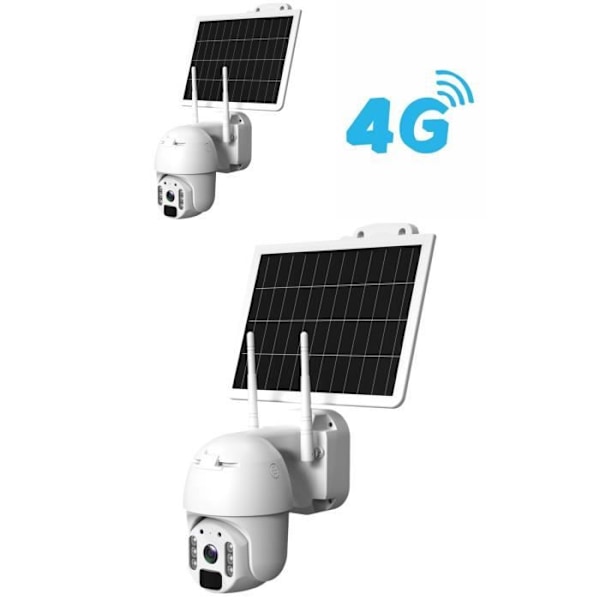 KAMERA DOME MOTORISERAD SOLAR 4G FULL HD 1080p Vit Videoövervakning IP66 MICRO SD dubbla antenner + Solpanel VIT