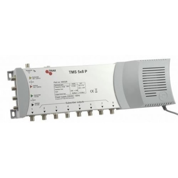 Splitter - TRIAX - TMS5X8P - Farve Grå - Impedans 75 Ohm - 13 RF koaksialporte