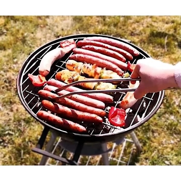Grilltang i rustfrit stål på hjul: Uundværligt tilbehør til grill, udendørs og indendørs køkkenredskaber. Rostfritt stål