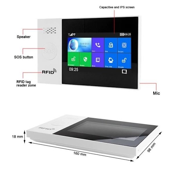Tuya SET A Smart Home Security Alarm System – Wifi, GSM, Tyverisæt Touch Screen, Mobilapplikation