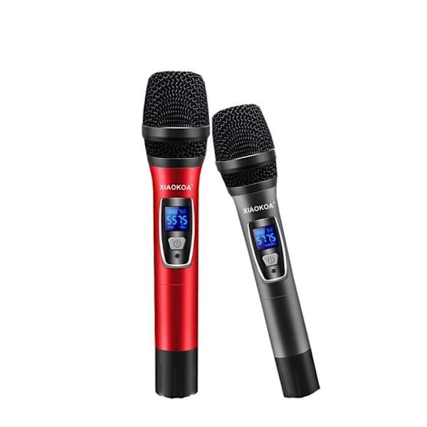 Para UHF trådlös karaokemikrofon Dubbelkanals bärbar kardioid låg distorsion, uppladdningsbar mottagare Räckvidd 80m 1800mAh