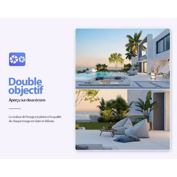Overvågningskamera - HD4K - Solenergi 4K 8MP - WIFI - 360° - Dobbelt objektiv zoom 10X