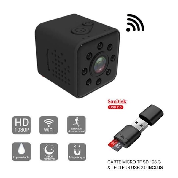 Mini kamera HD WiFi - HD4K - Modell KL-2515 - 1080P - Vattentålig IP67 - Nattvision