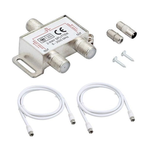 Justech 2-vägs satellitsplitter 2500MHz TV Radio Splitter F Plug Adapter Sat Antennkabel Met Splitter 1371