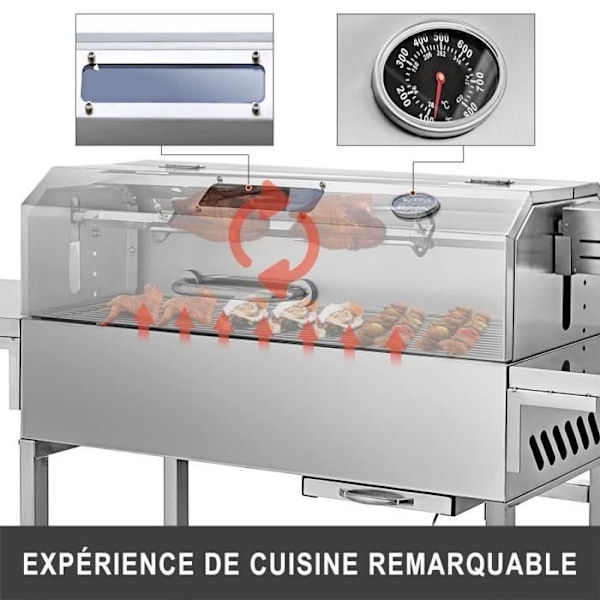 Traditionell elektrisk grill Gourmet kolgrill, 25 W, 2172 cm fyrkantig, rostfritt stål, utomhus för campingpark