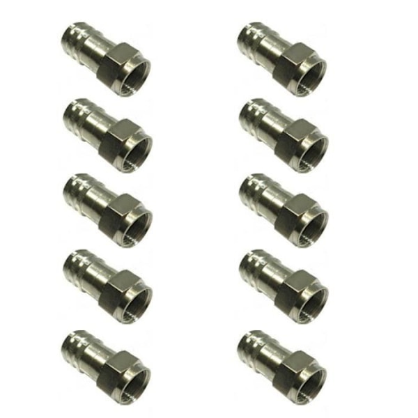 Sæt med 10 stik type F i messing RG6 – han 75Ω Unispectra SC-Fm-6-C.360HEX