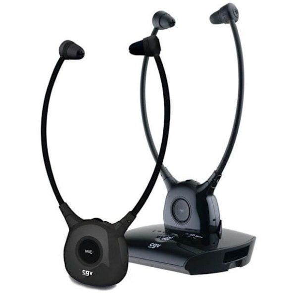 Trådløse høretelefoner TV/HIFI - CGV - DOLFIN ONYX DUO - Høreassistent - Indbygget mikrofon - Fjervægt Svart