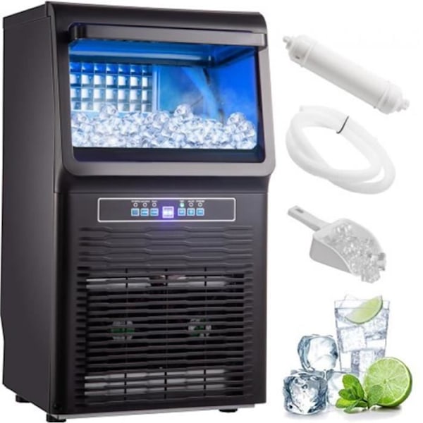 Ammattimainen työtasojääpalakone Hotelli Ravintola Baari Perhe 24/7 Valmistus 31,75kg/24H Varastointi 5kg LED-valaistus 3