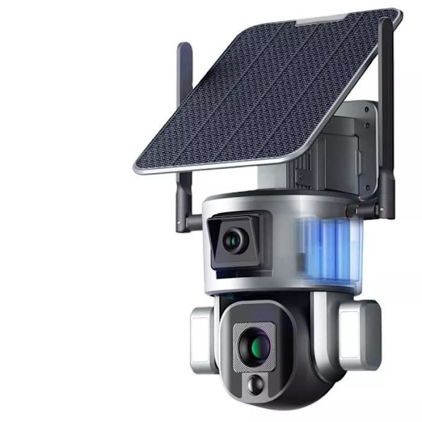 Overvågningskamera - HD4K - Solenergi 4K 8MP - WIFI - 360° - Dobbelt objektiv zoom 10X