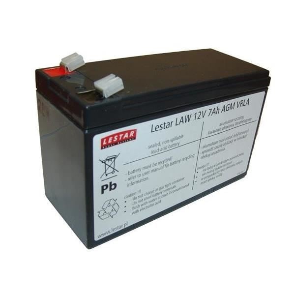 Lawu 12V 7Ah AGM VRLA genopladeligt batteri - Lestar - Sort - 7 Ah - Batteri - 12 V - Bly Svart