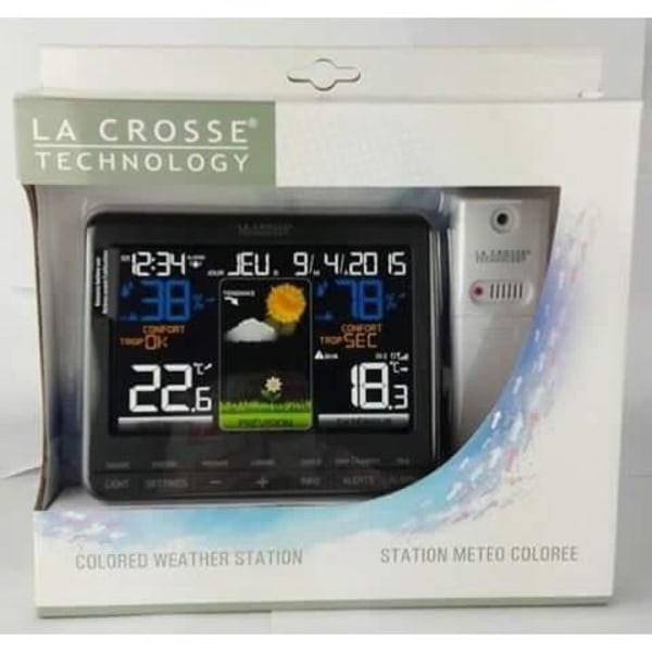 Väderstation La Crosse Technology WS6825-BLA med färgdisplay och inomhus- och utomhustemperatursensor Svart