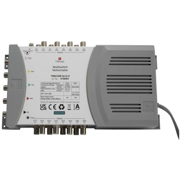 Triax TMS-CKR 5x16 S Multiswitch SAT Indgange (multiswitch): 5 (4 SAT-1 terrestisk) Antal abonnenter: 16