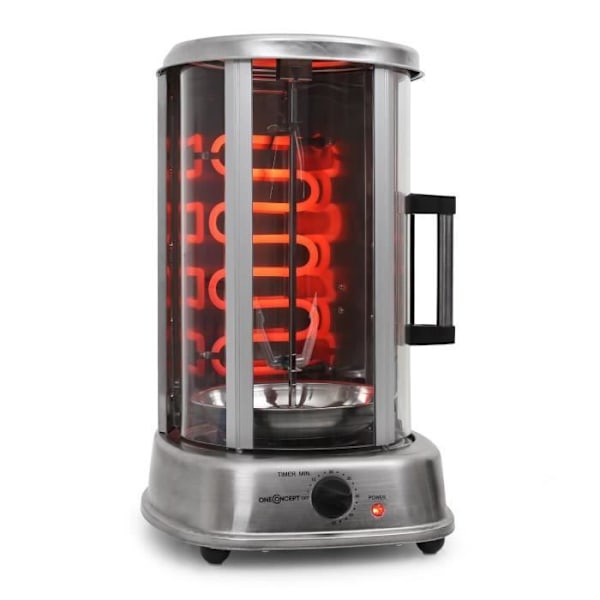 oneConcept Kebab Master Pro Grill 1500W lodret rotisseri i rustfrit stål - Grå