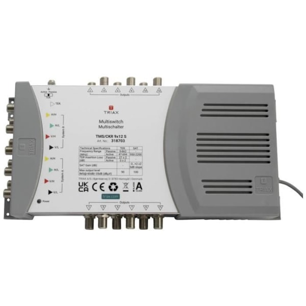 Triax TMS-CKR 9x12 S Multisalgsbryder SAT Indgange (multisalgsbryder): 9 (8 SAT-1 jord) Antal abonnerede: 12