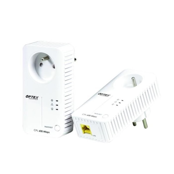 Pakke 2 Powerline-adapterstik 600 MBPS STIK Internet - WPS, WLAN, RJ45 netværkssignal