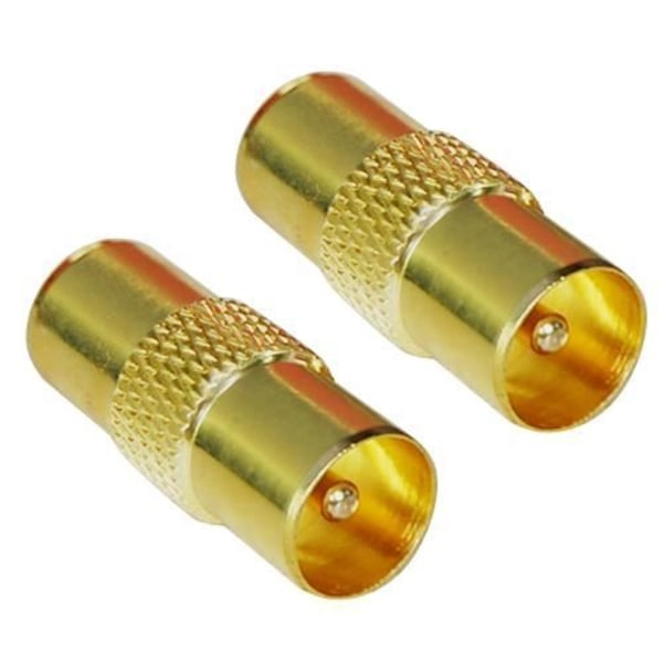 TRIXES Koaxialkabeladapter hane/hane TV-antenn, RF - guldpläterad