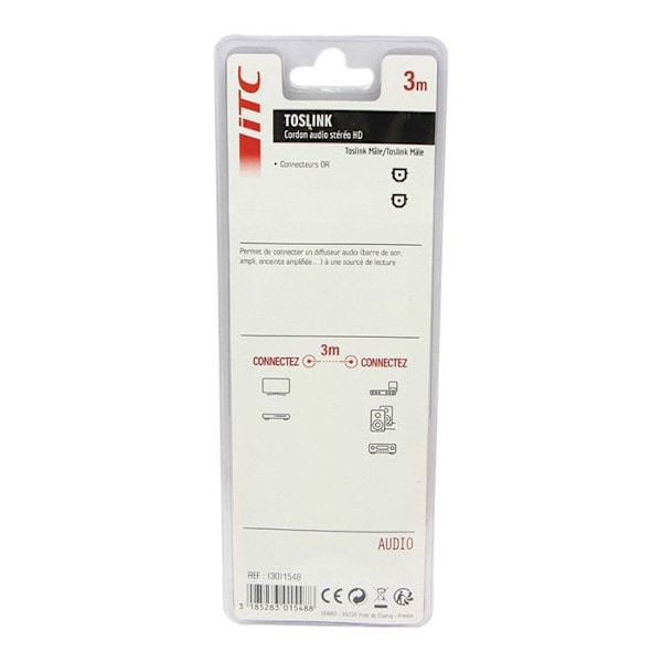 Cordon fiber optique toslink längd 3m - hane/hane Itc 301548