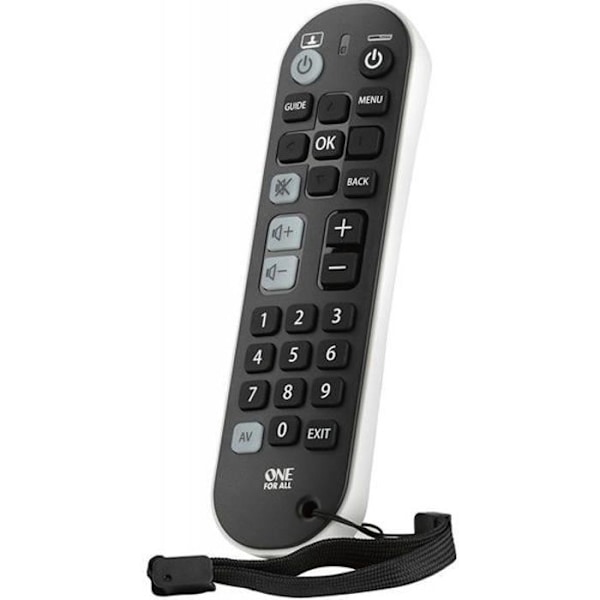 Universal fjernbetjening - ONE FOR ALL - Zapper + - Kompatibel med alle mærker - Sound bar dekoder fjernsyn Hvid, Sort