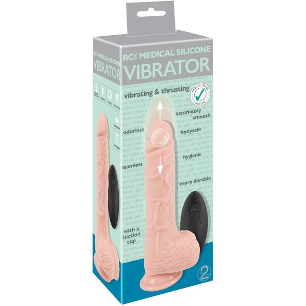 You2Toys: RC Medical Silicone Vibrator, Thrusting & Vibrating... Ljus hudfärg