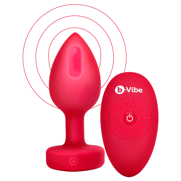 B-Vibe: Vibrating Heart, Remote Control Plug Röd