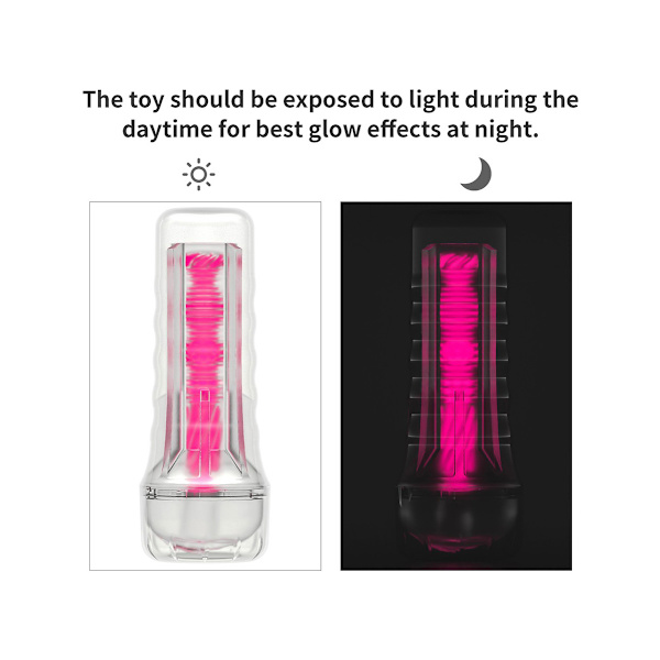 LoveToy: Lumino Play Masturbator, Pink Glow Rosa, Självlysande, Transparent