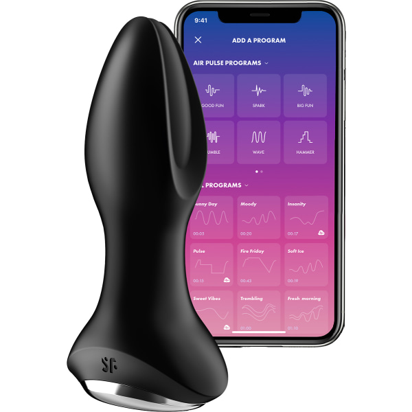 Satisfyer Connect: Rotator Plug 2+, Plug Vibrator, svart Svart