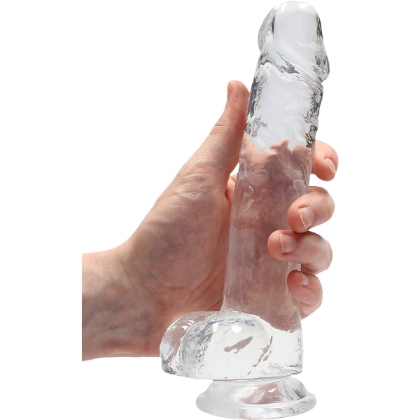 RealRock: Crystal Clear Realistic Dildo, 19 cm Transparent