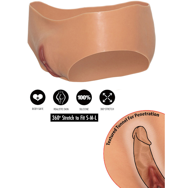 Hidden Desire: Alter Ego, Open Vagina Brief Low Waist Ljus hudfärg one size